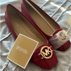 Michael Kors Scarlet Red Patent Leather Fulton Moccasins, new never worn